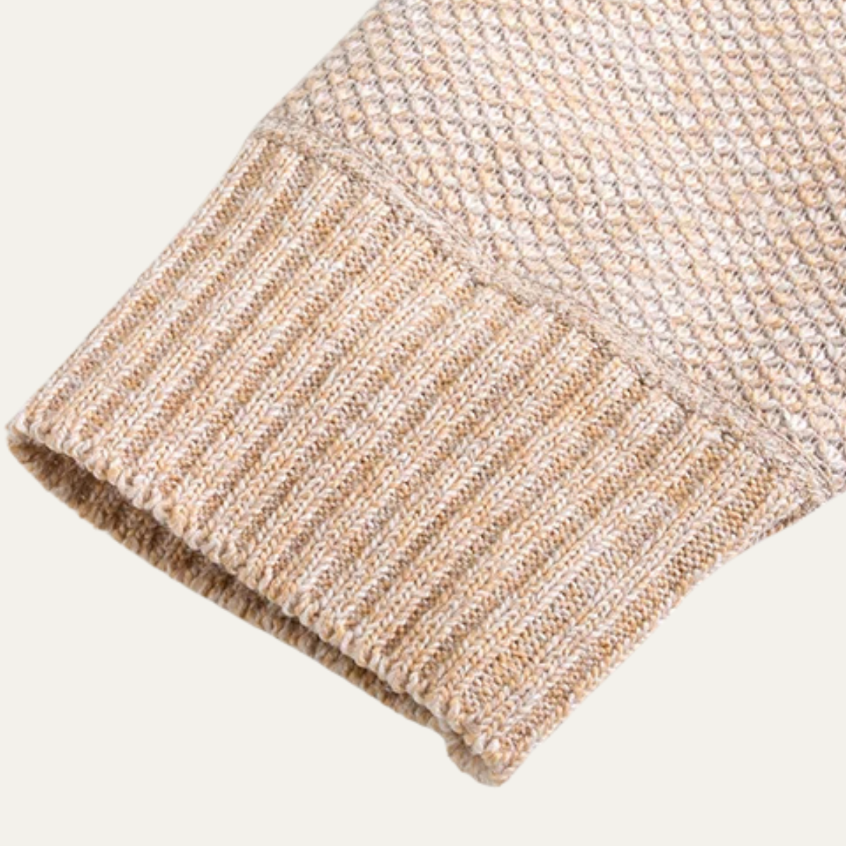 Beau | Men's Zip Up Cardigan Cream Knit Stand Collar
