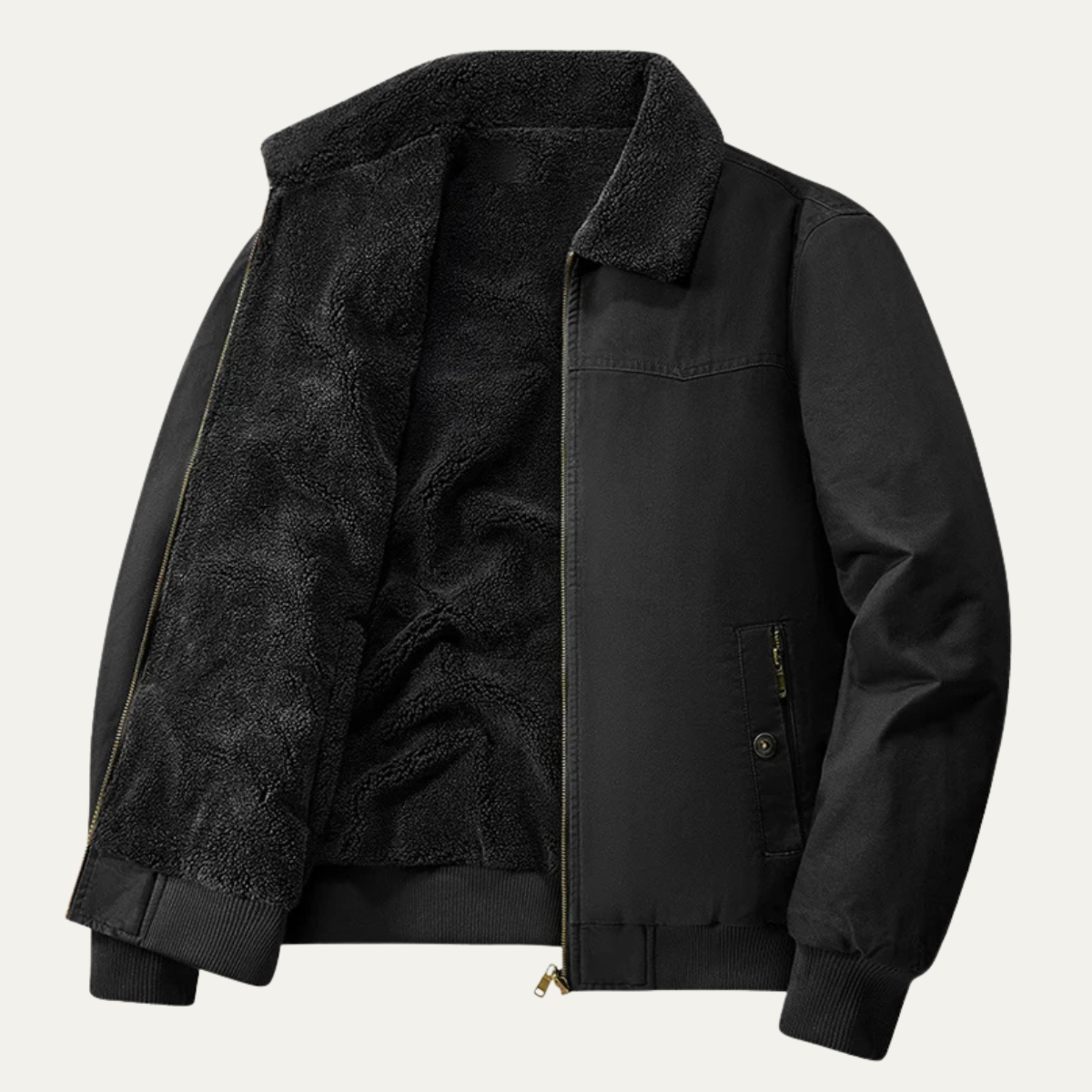 Bram | Men's Casual Sherpa Collar Bomber Jacket Khaki