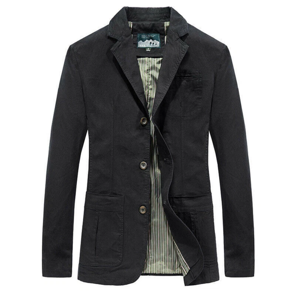 Voss | Men's Casual Lightweight Blazer Beige Cotton