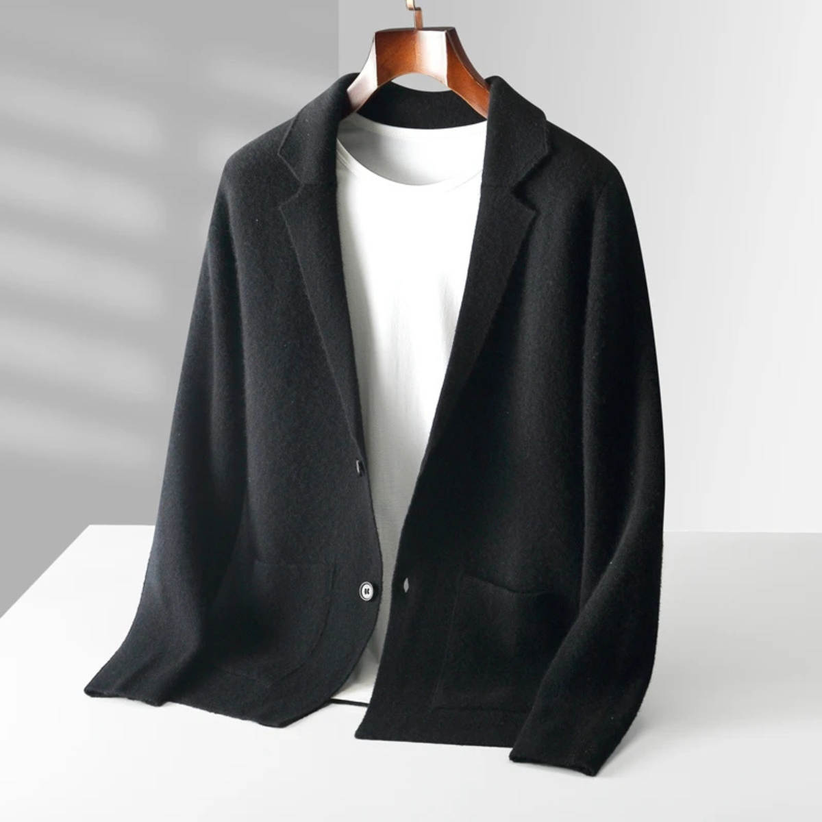 Beau | Men's Casual Wool Cardigan Cream Button Front Pockets