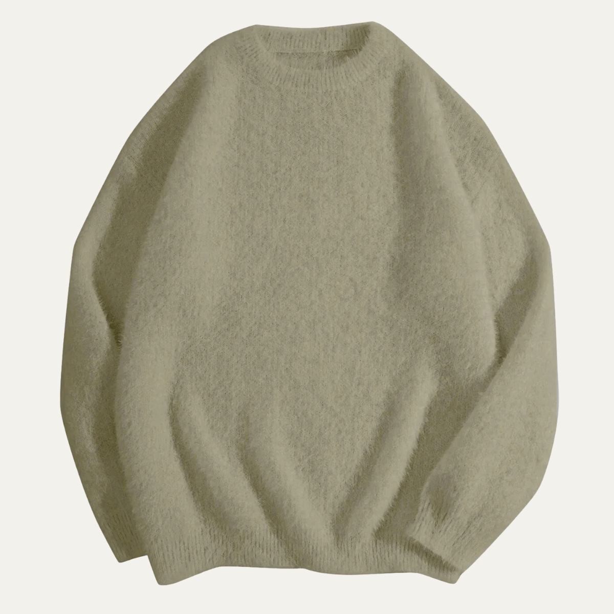 Alma | Men's Crew Neck Sweater White Cashmere Knit
