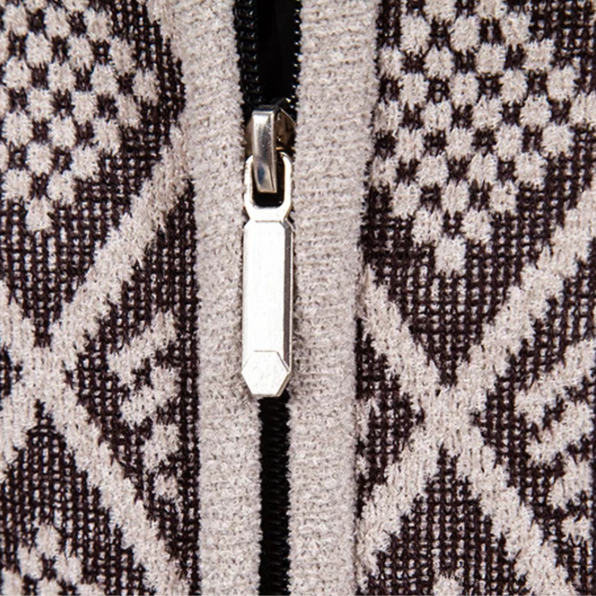 Ezra | Men's Smart Casual Diamond Patterned Cardigan Cream