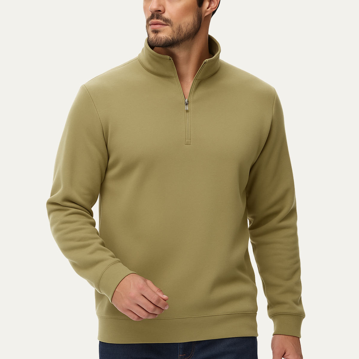 Callum | Men's Quarter Zip Sweater Light Blue