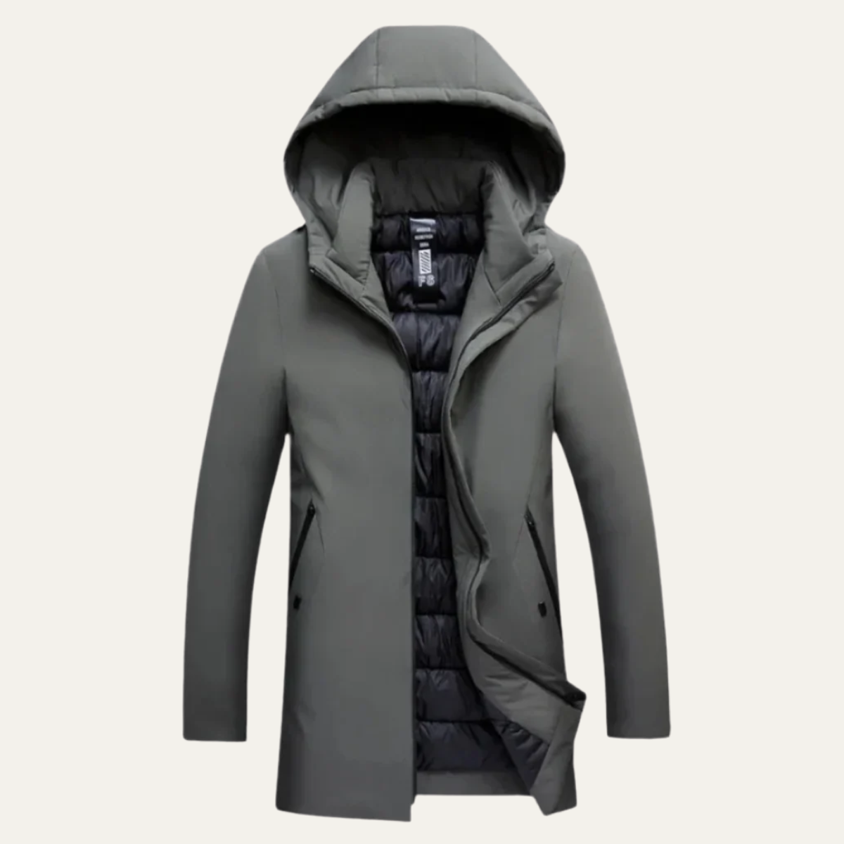 Caleb | Men's Waterproof Puffer Winter Coat Gray Hood