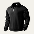 Dama Washington Axel men's quarter zip sweater black geometric pattern - front view