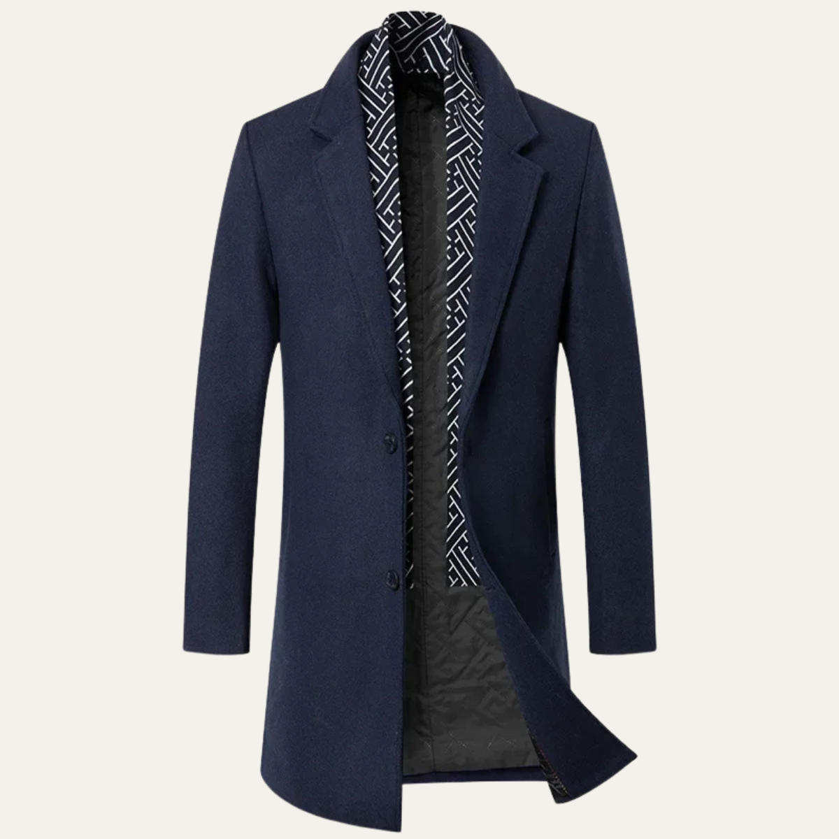 Arlo | Men's Wool Overcoat Black Geometric Collar