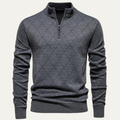 Dama Washington Rowan men's quarter zip sweater gray diamond quilted - front view