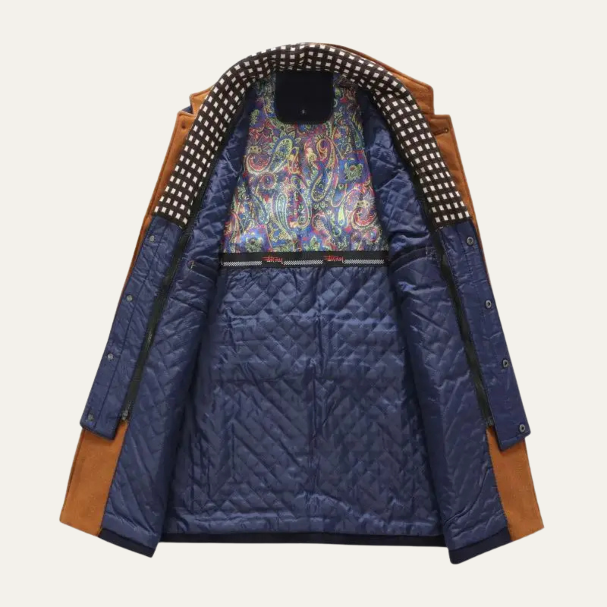 Ash | Men's Smart Casual Wool Overcoat Navy Camel Lined