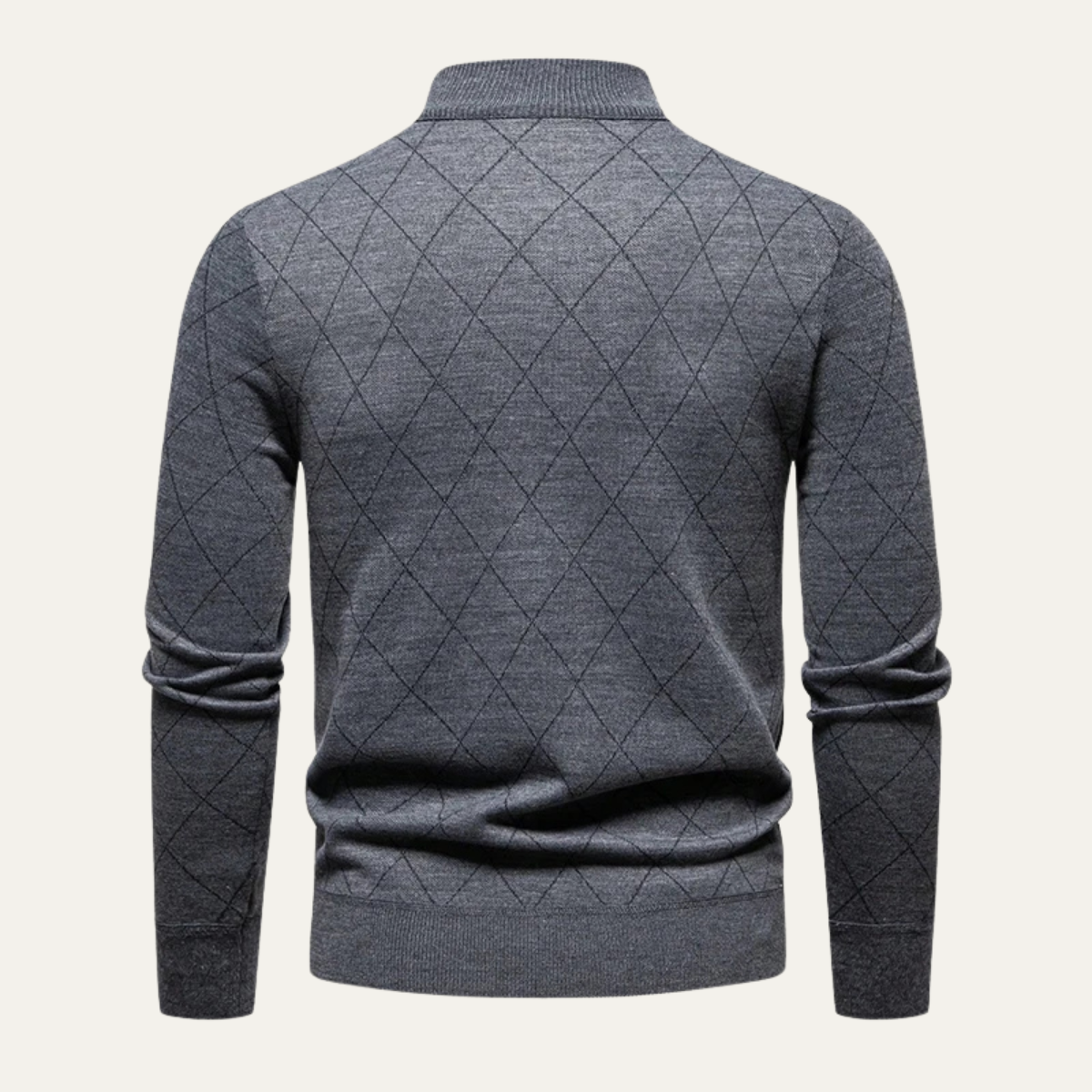 Rowan | Men's Quarter Zip Sweater Gray Diamond Quilted