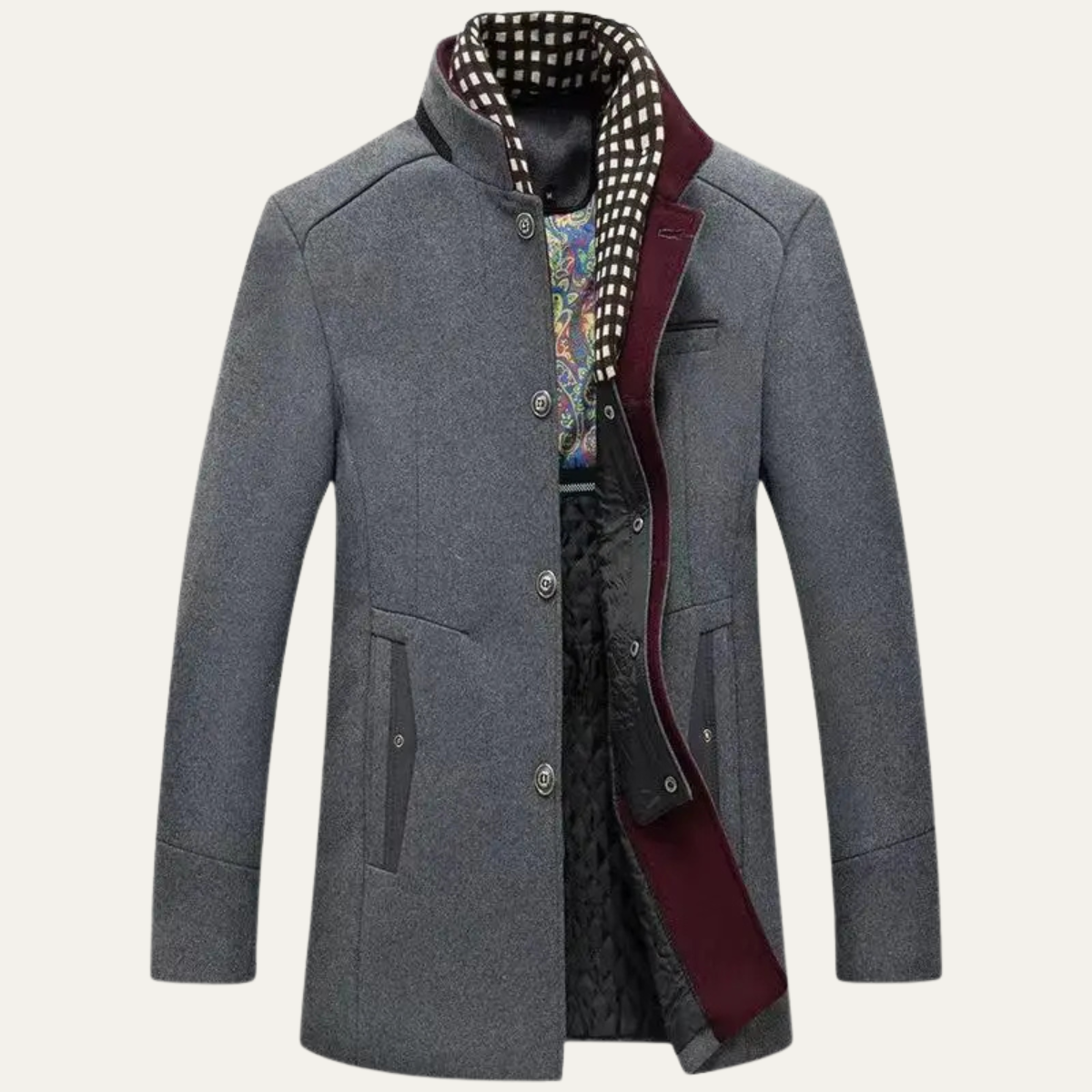 Ash | Men's Smart Casual Wool Overcoat Navy Camel Lined