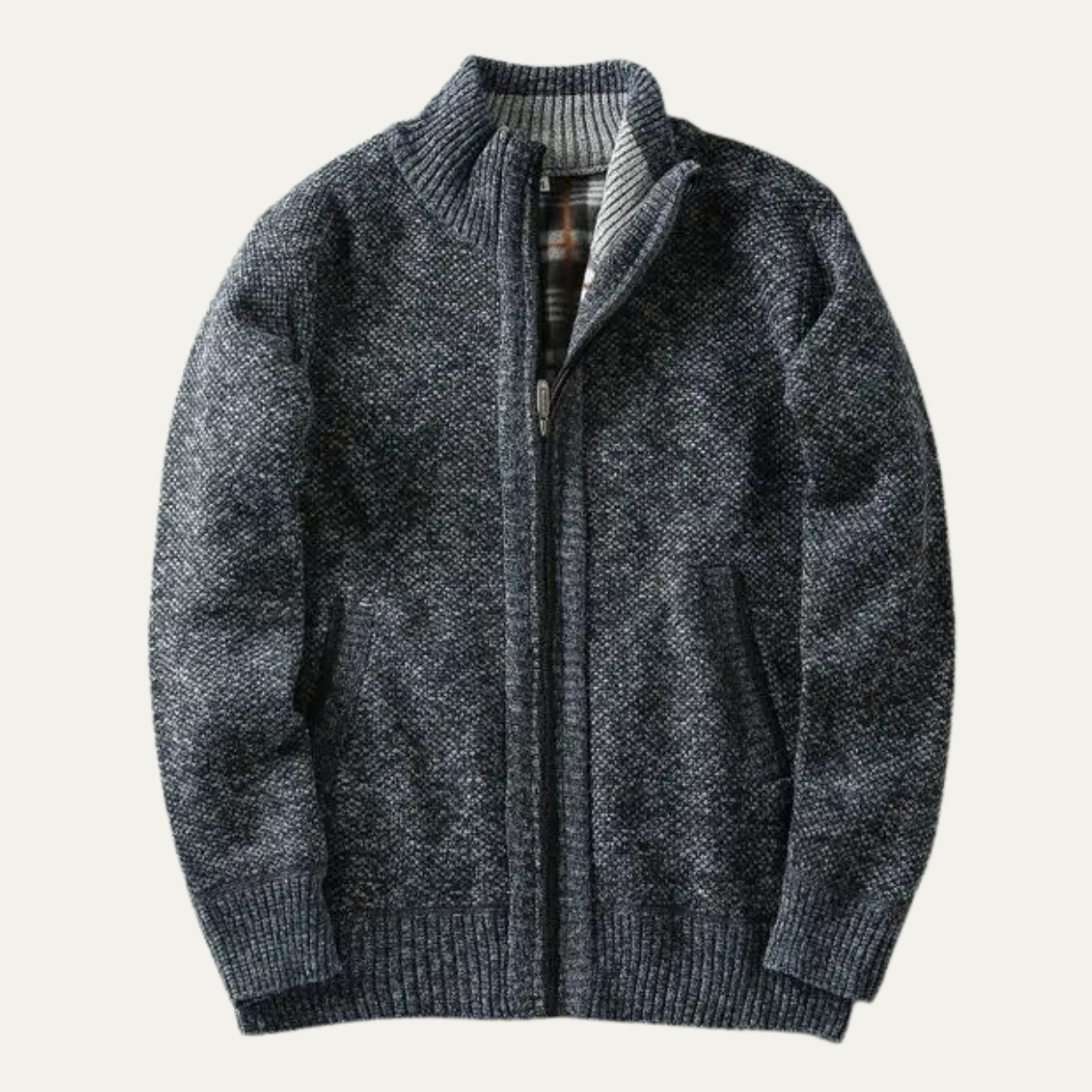 Axel | Men's Chunky Knit Full Zip Cardigan Cream