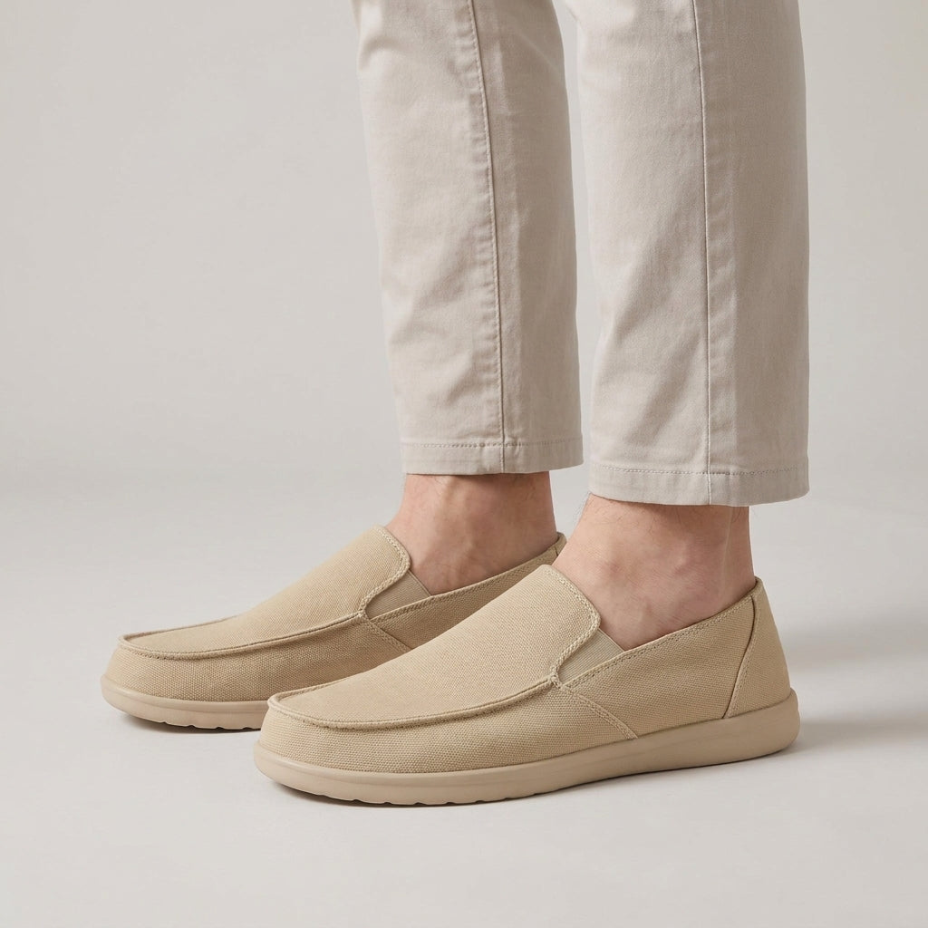 Dama Washington Ines canvas slip on loafers Khaki - on foot detail