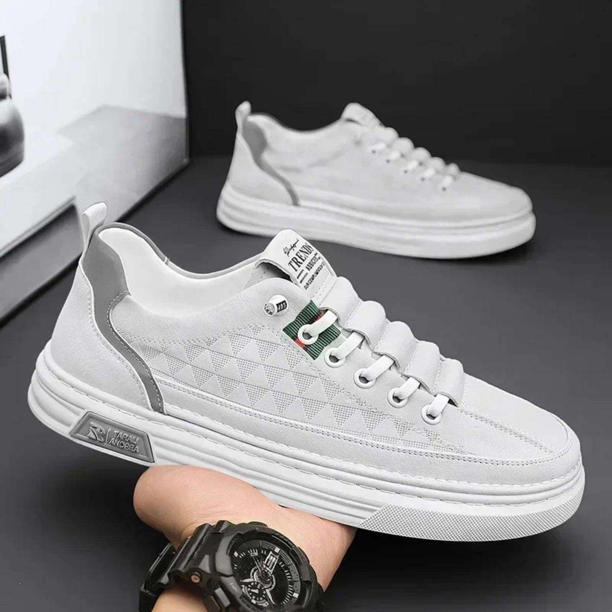Jax | Men's Casual Cream Lace Up Sneakers Lightweight