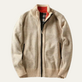 Dama Washington Axel men's chunky knit full zip cardigan cream - front view
