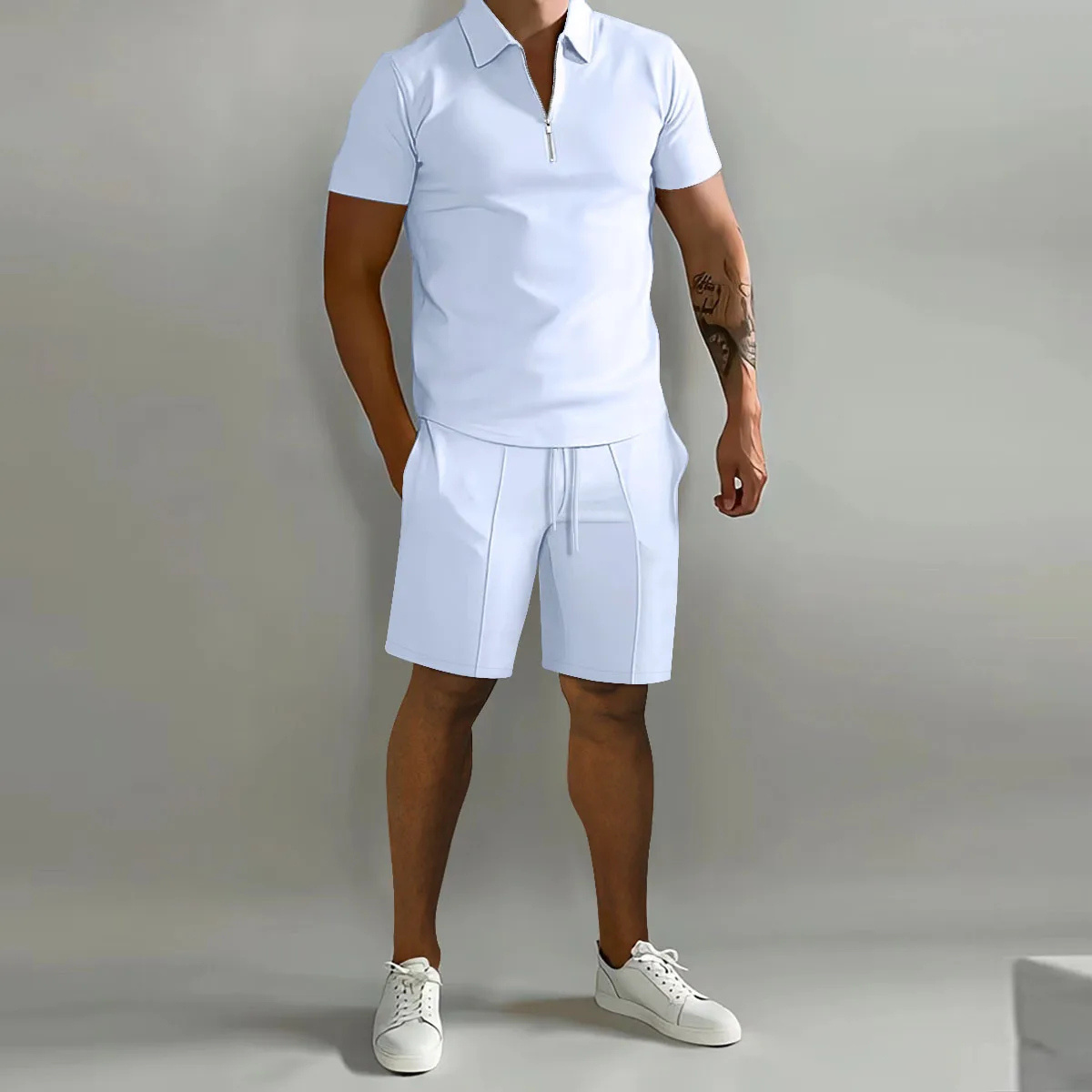 Nash | Men's Polo Sweat Shorts Set White