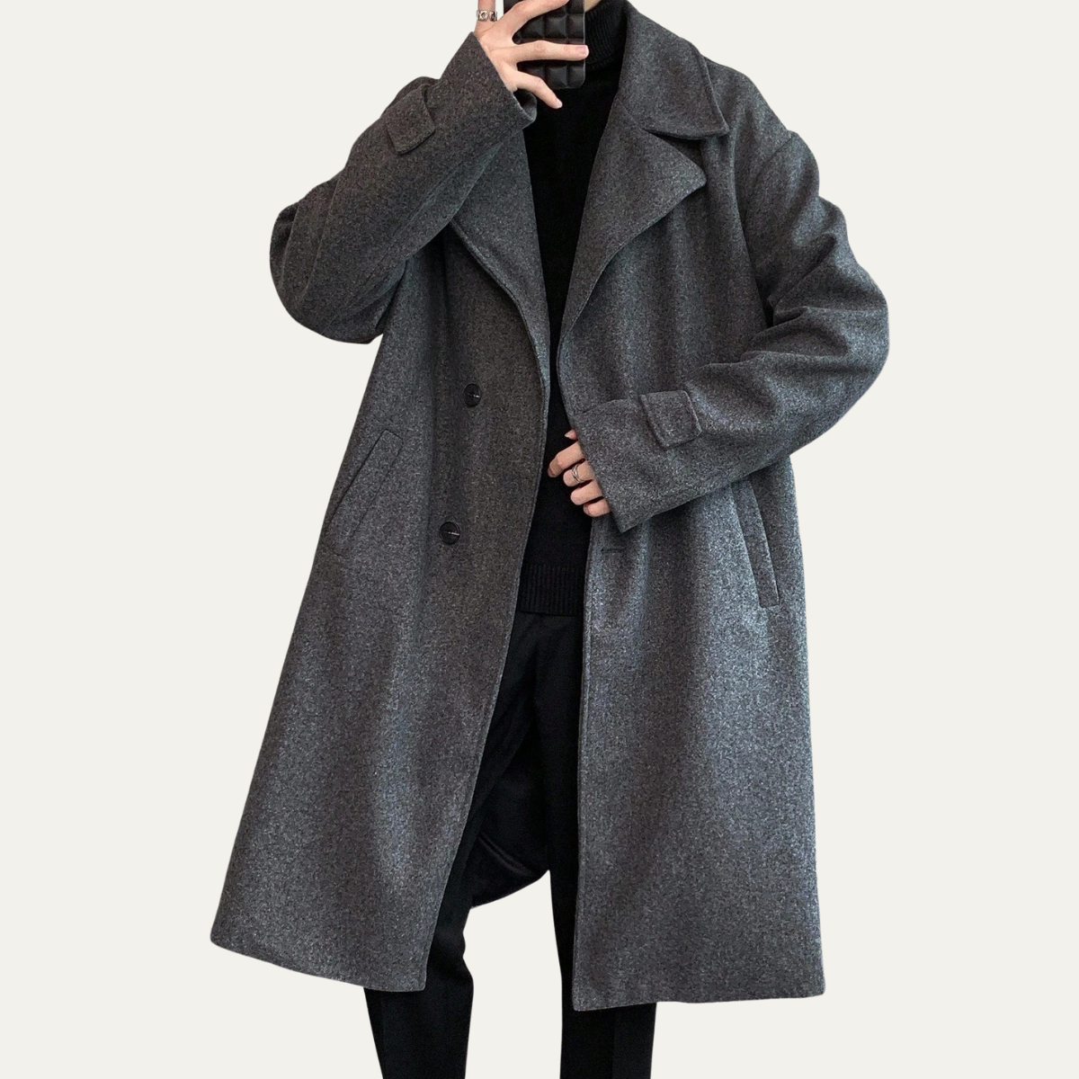 Nash | Men's Wool Overcoat Black Long