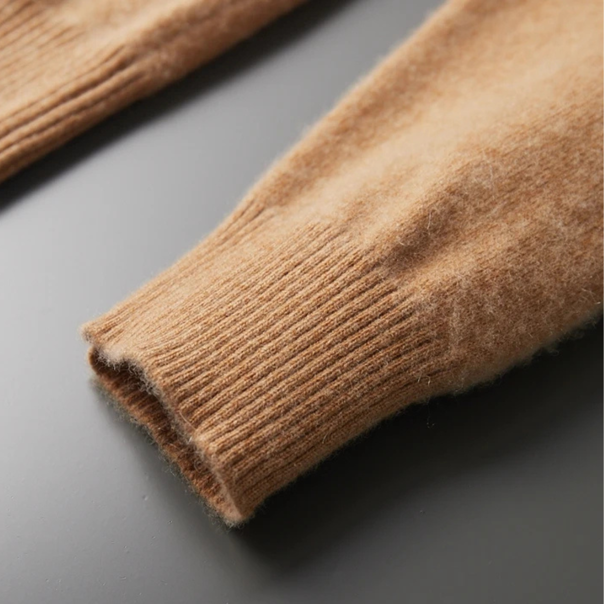 Bram | Men's Crew Neck Cardigan Sweater Camel