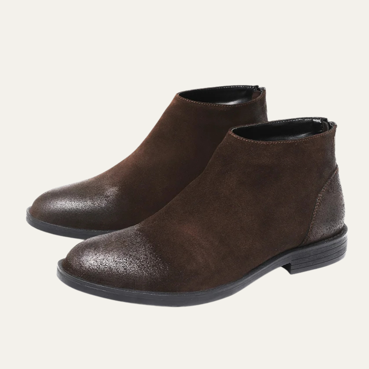 Axel | Men's Suede Leather Ankle Boots Black Zip Up