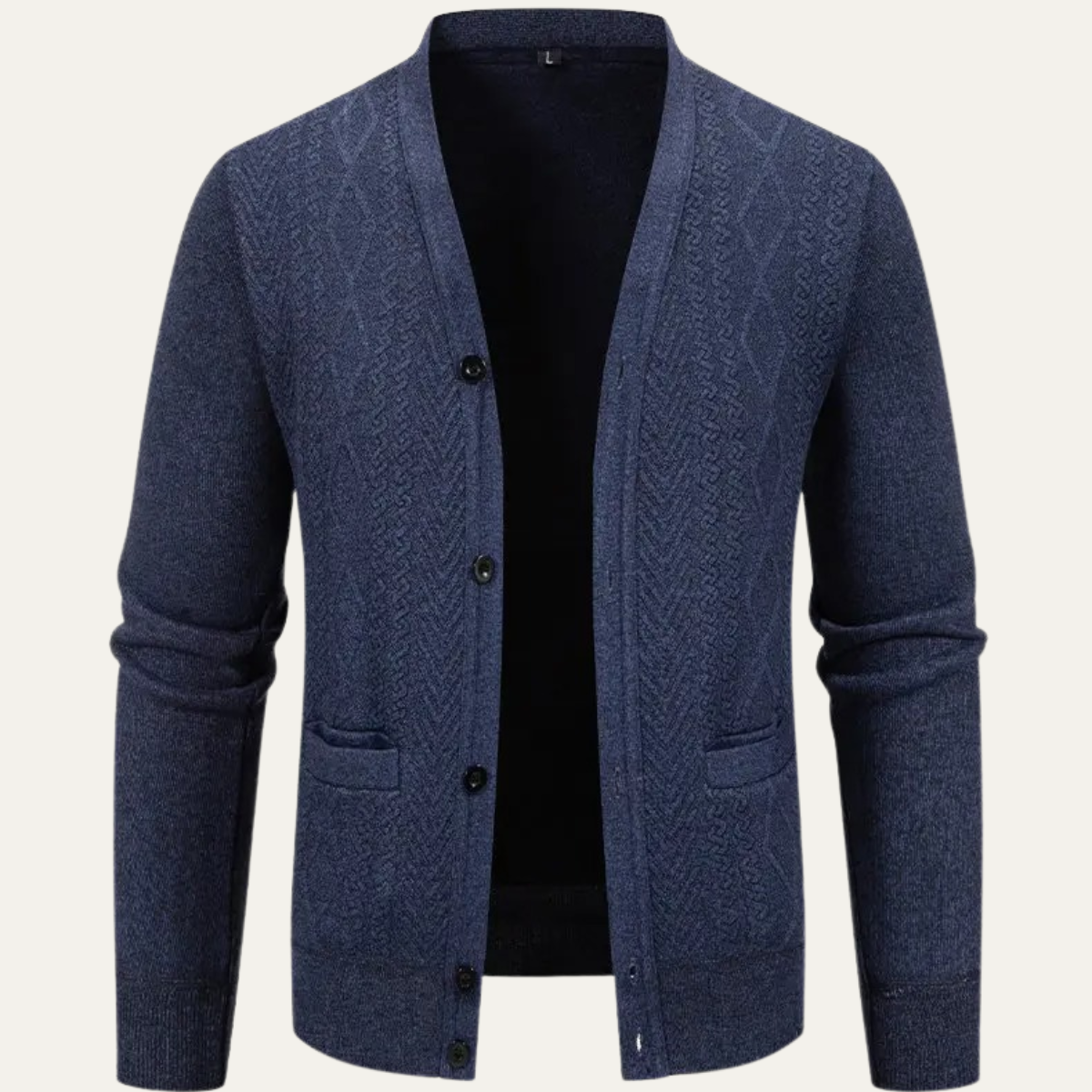 Axel | Men's Casual Cable Knit Cardigan Burgundy Button Up