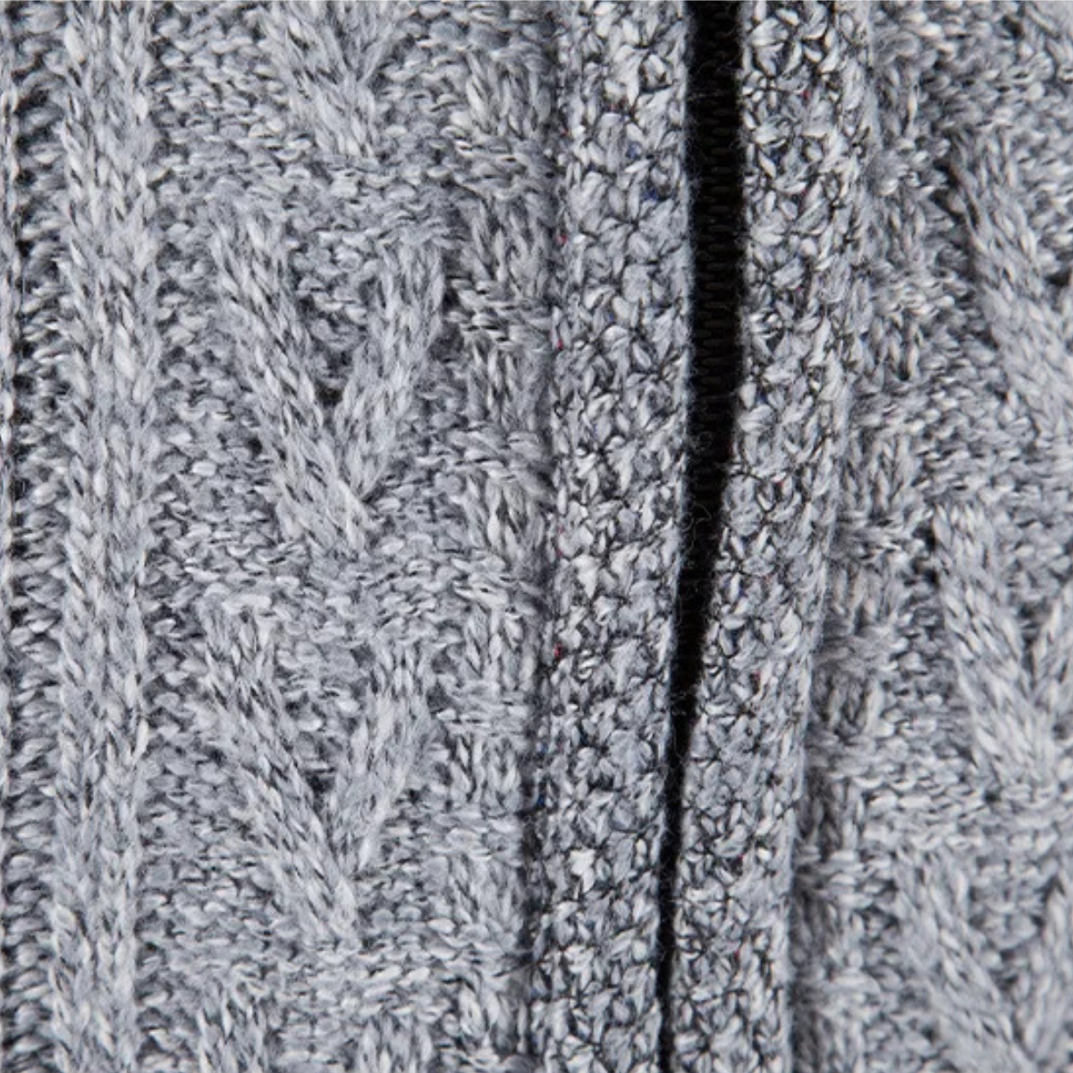 Bram | Men's Cable Knit Cardigan Gray Zip Up