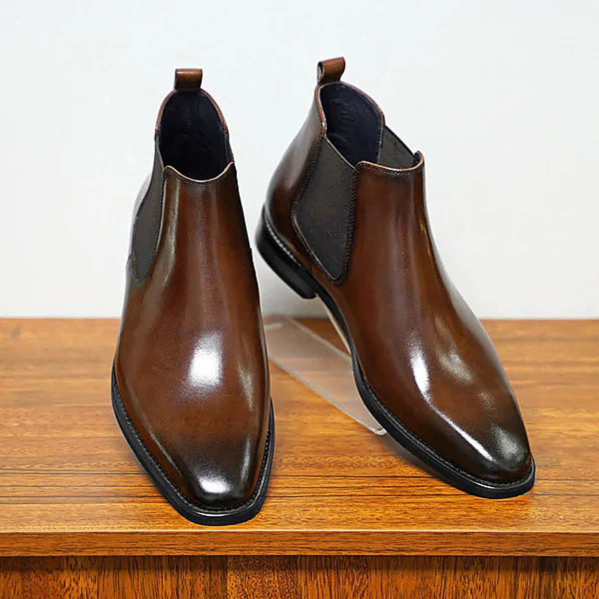 Ivy | Men's Brown Leather Chelsea Ankle Boots Slip On