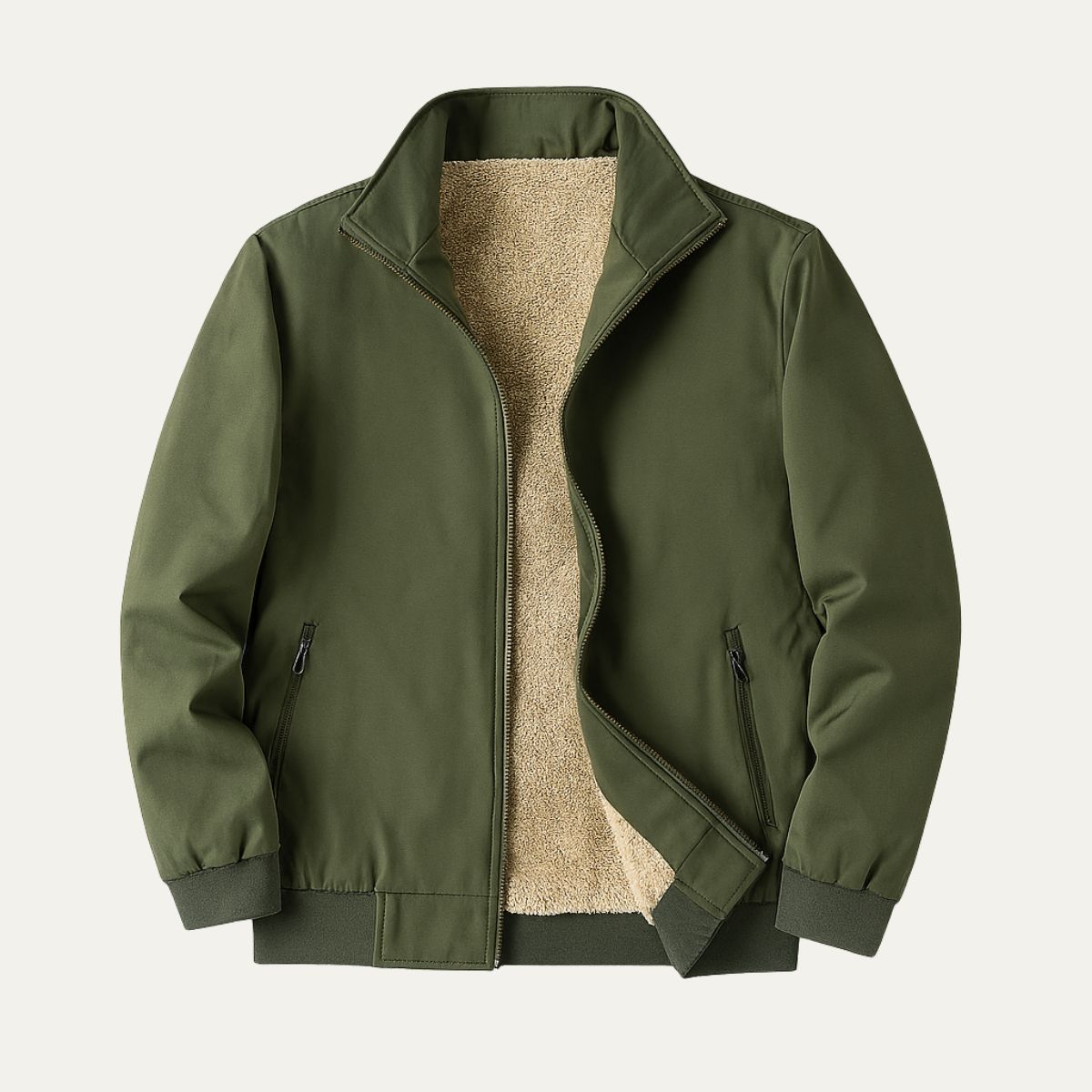 Beau | Men's Sherpa Lined Windbreaker Black Lightweight Jacket