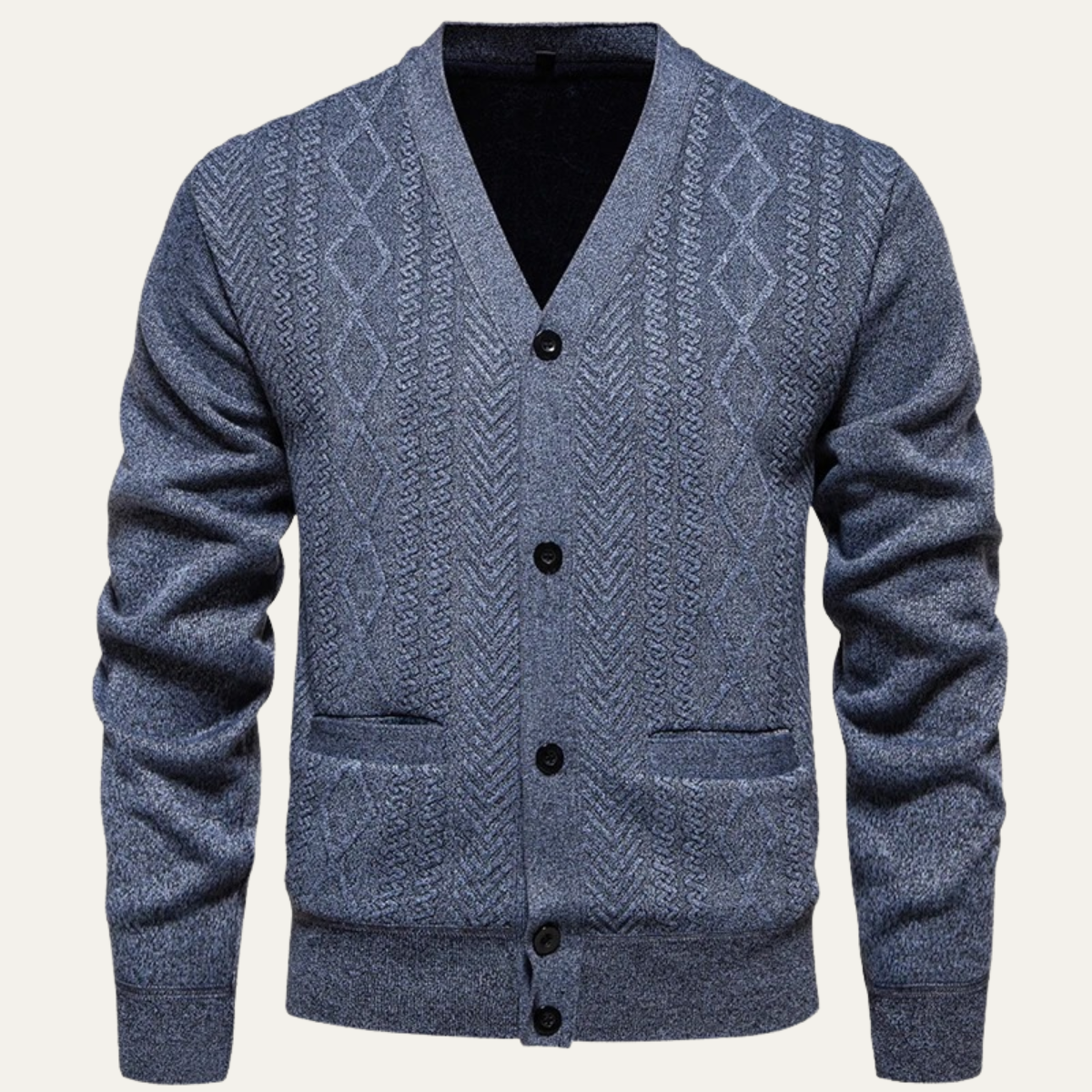 Beck | Men's Cable Knit Cardigan Taupe Button Front