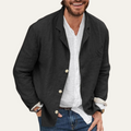 Dama Washington Bram men's linen blazer black casual lightweight - front view