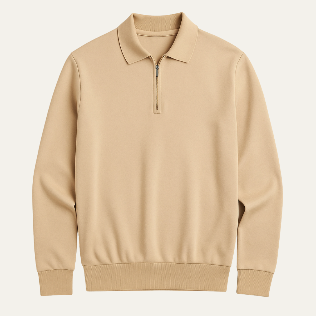 Rhys | Men's Quarter Zip Sweater Cream Polo Collar