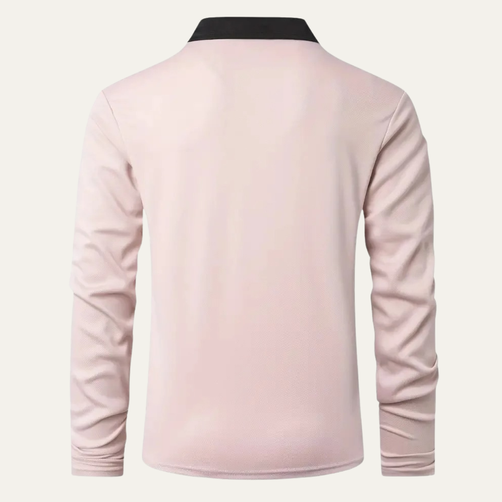 Dama Washington Bram men's fitted polo shirt cream black collar long sleeve - view 23