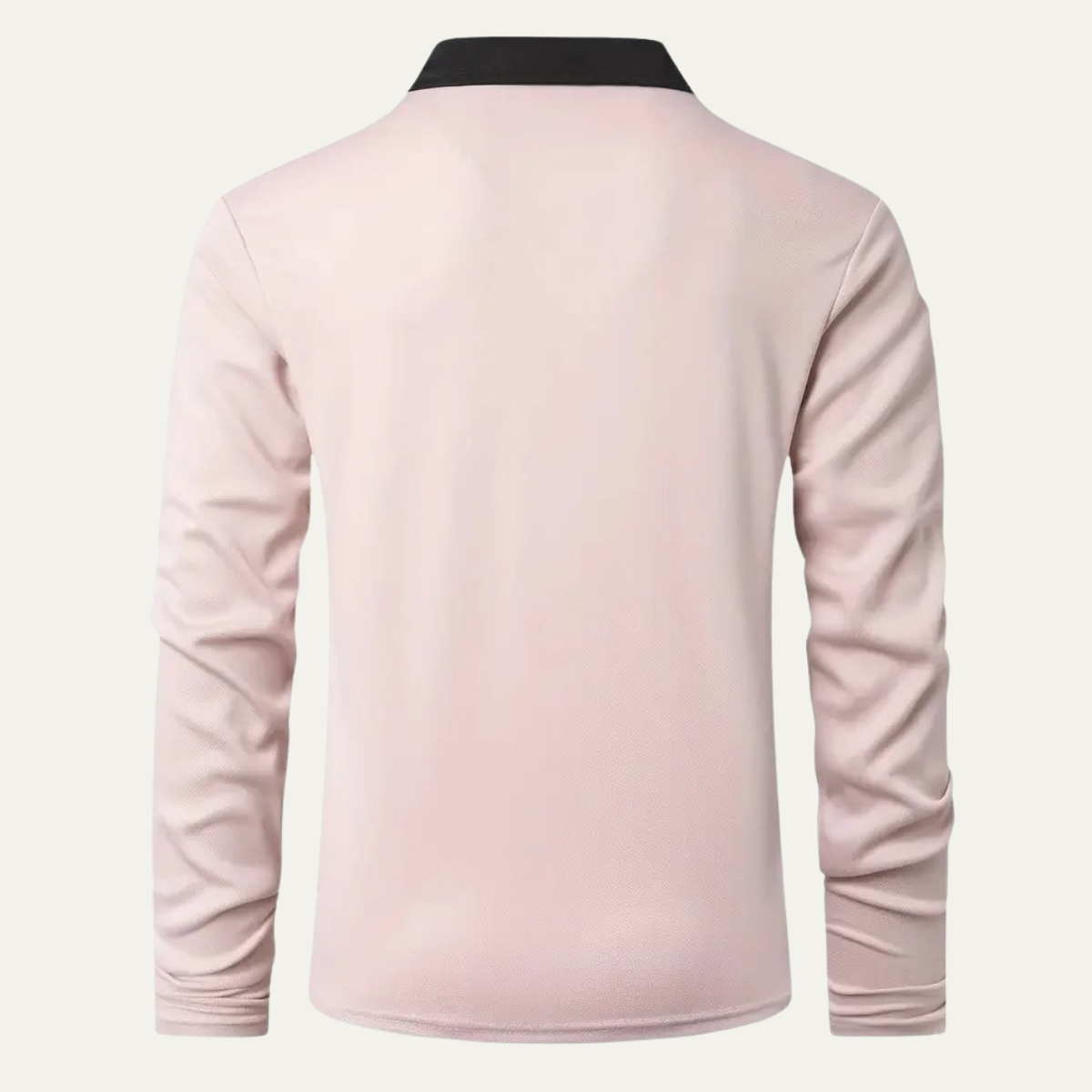 Bram | Men's Fitted Polo Shirt Cream Black Collar Long Sleeve