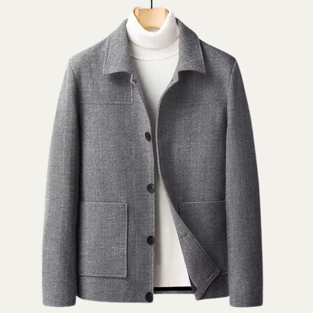 Ash | Men's Herringbone Blazer Gray Button Front Casual