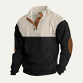 Dama Washington Bram men's color block sweater cream black ribbed knit - front view