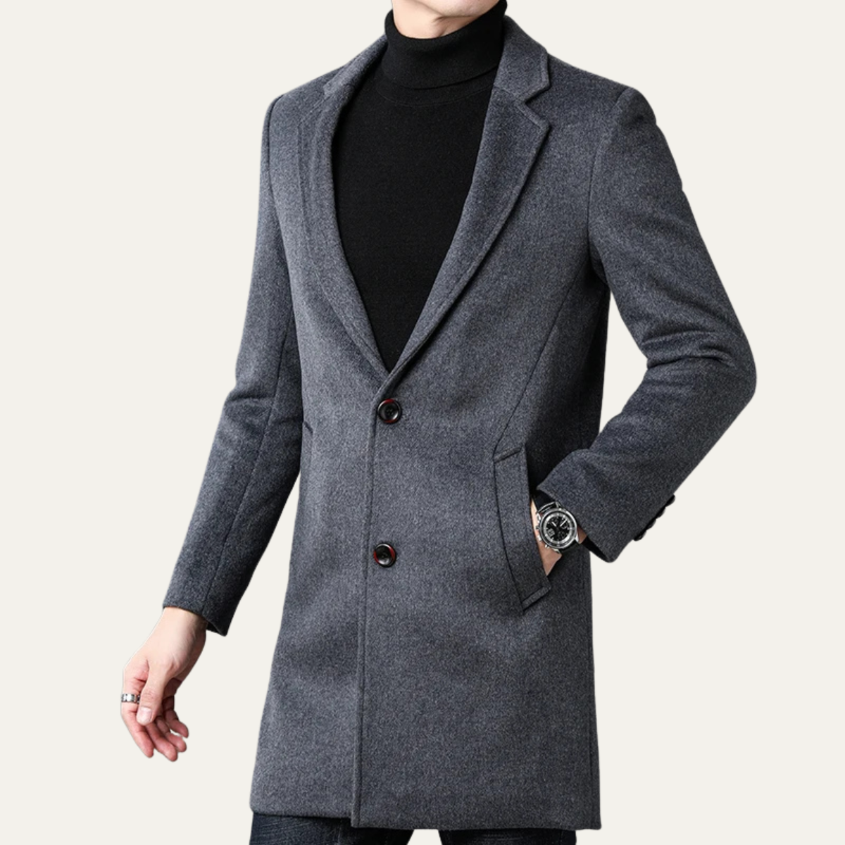 Voss | Men's Casual Wool Blazer Gray Long Tailored