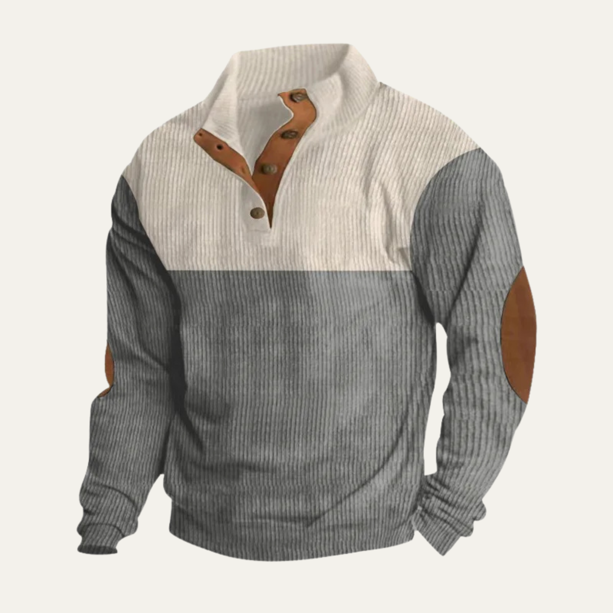 Bram | Men's Color Block Sweater Cream Black Ribbed Knit