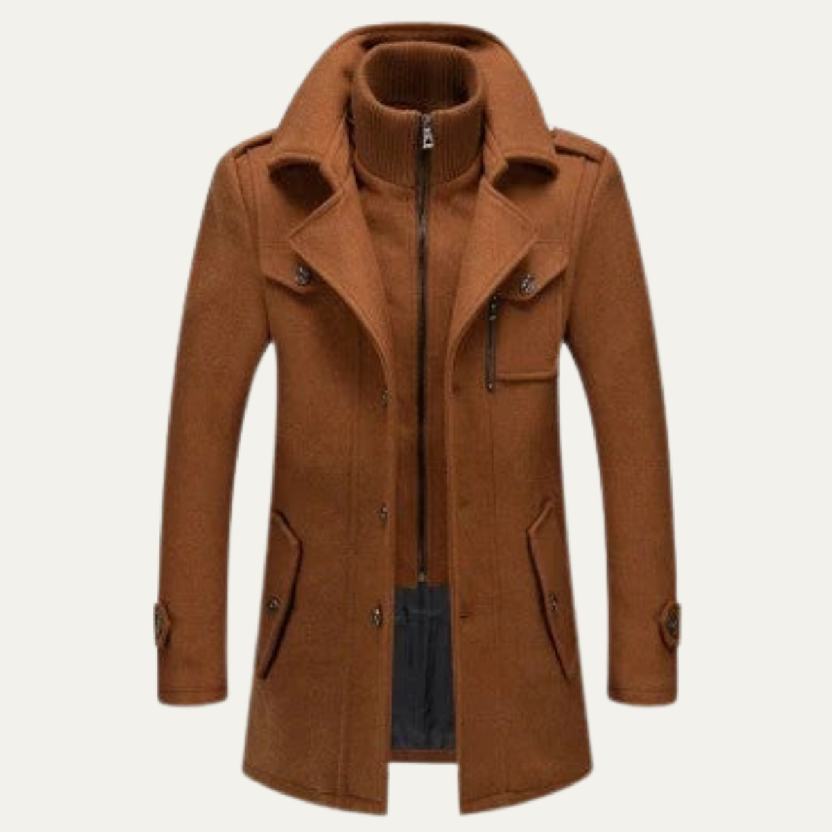 Luca | Men's Wool Blend Overcoat Gray Double Breasted