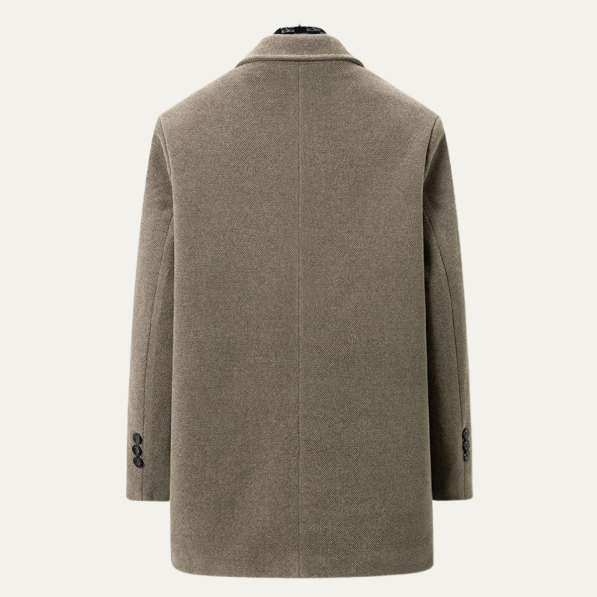 Voss | Men's Wool Overcoat Black Quilted Lining