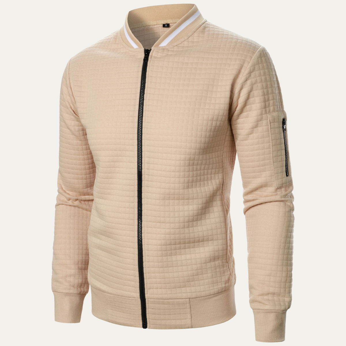 Beau | Men's Quilted Bomber Jacket Cream