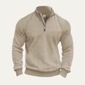 Dama Washington Knox men's quarter zip sweater cream cable knit - front view
