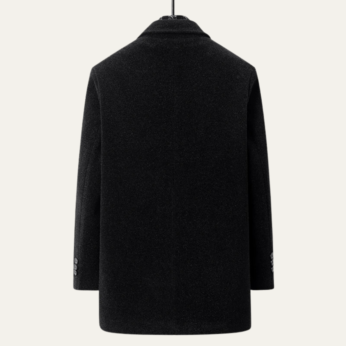 Voss | Men's Wool Overcoat Black Quilted Lining