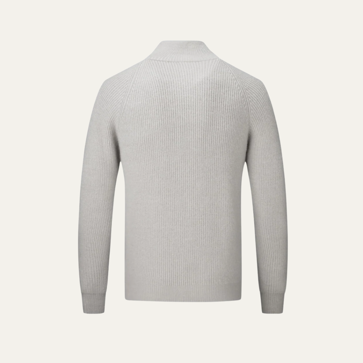 Bram | Men's Ribbed Zip Cardigan Sweater Cream