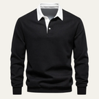 Dama Washington Axel men's long sleeve polo shirt cream white collar - view 5