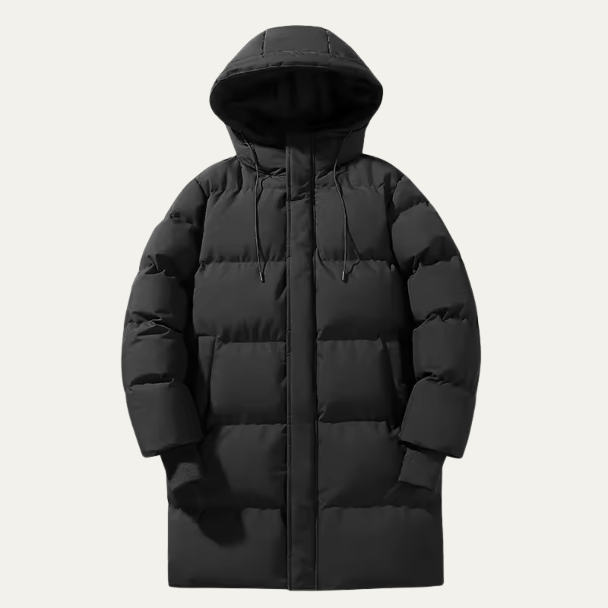Hugo | Men's Puffer Coat Black Hooded Long Quilted