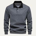 Dama Washington Axel men's long sleeve polo shirt cream white collar - view 2