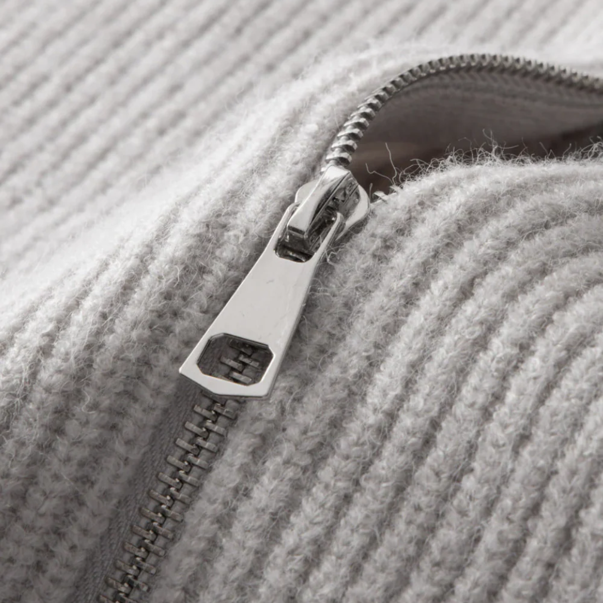 Bram | Men's Ribbed Zip Cardigan Sweater Cream