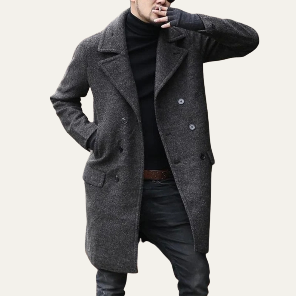 Lars | Men's Double Breasted Wool Coat Gray