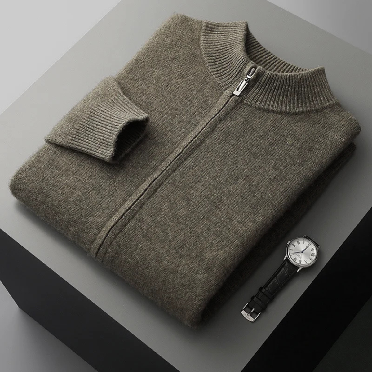 Sage | Men's Cream Quarter Zip Sweater Wool Blend