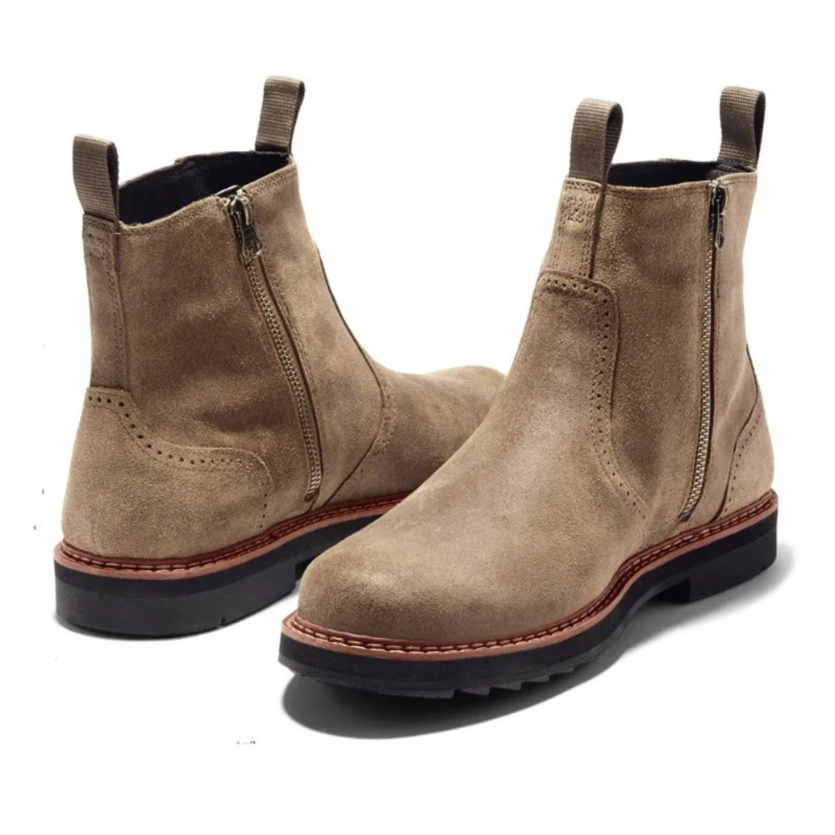 Beau | Men's Suede Chelsea Boots Beige Slip On