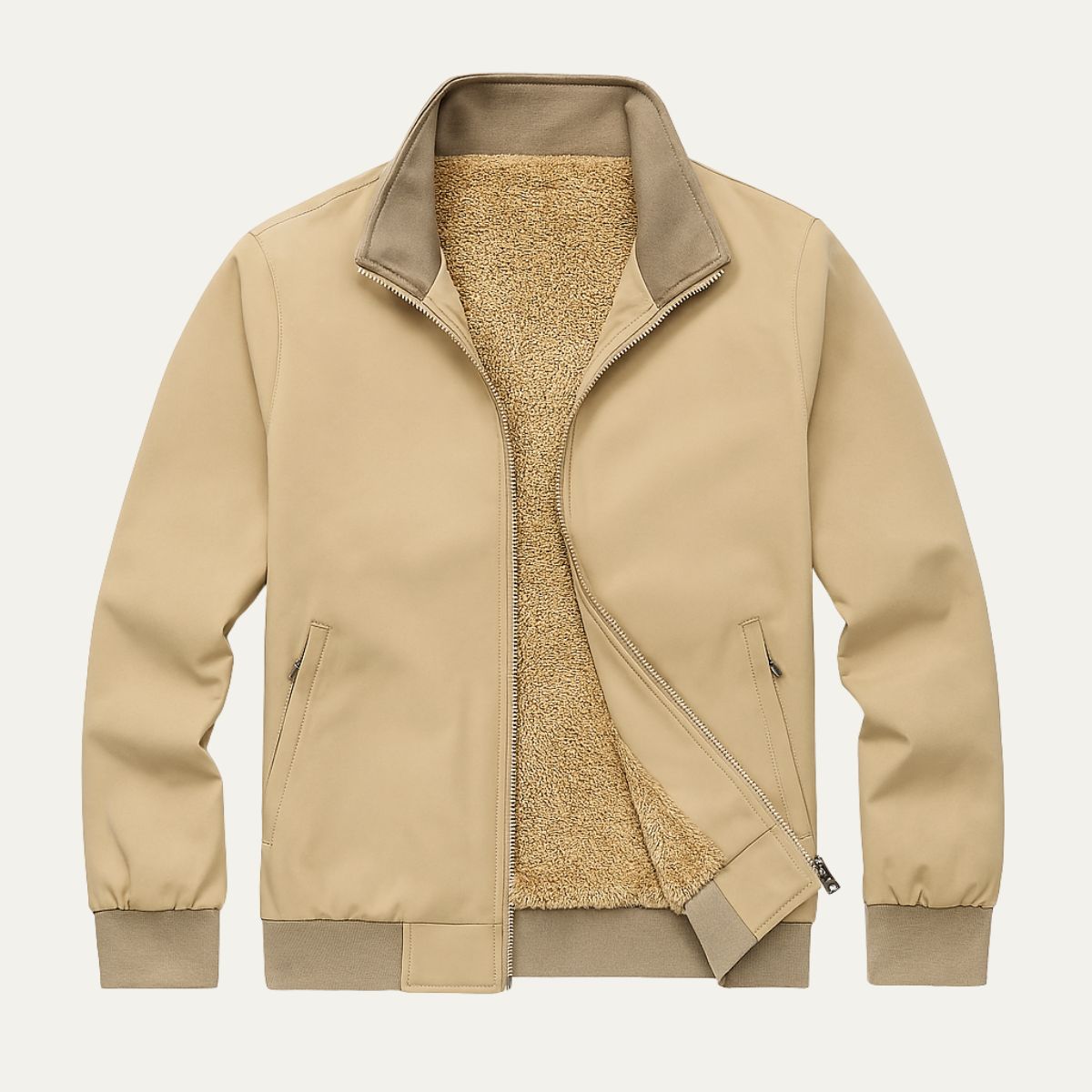 Beau | Men's Sherpa Lined Windbreaker Black Lightweight Jacket