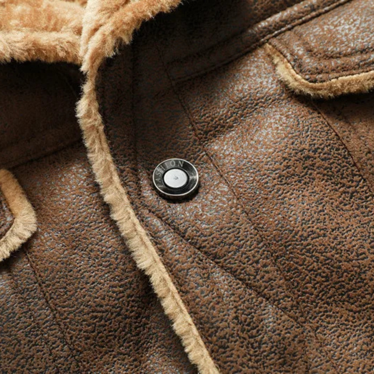 Ezra | Men's Sherpa Lined Denim Jacket Brown Warm